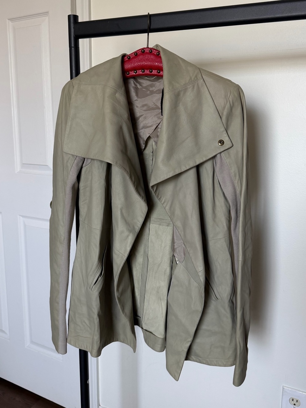 Veda leather relaxed grey rocker jacket large